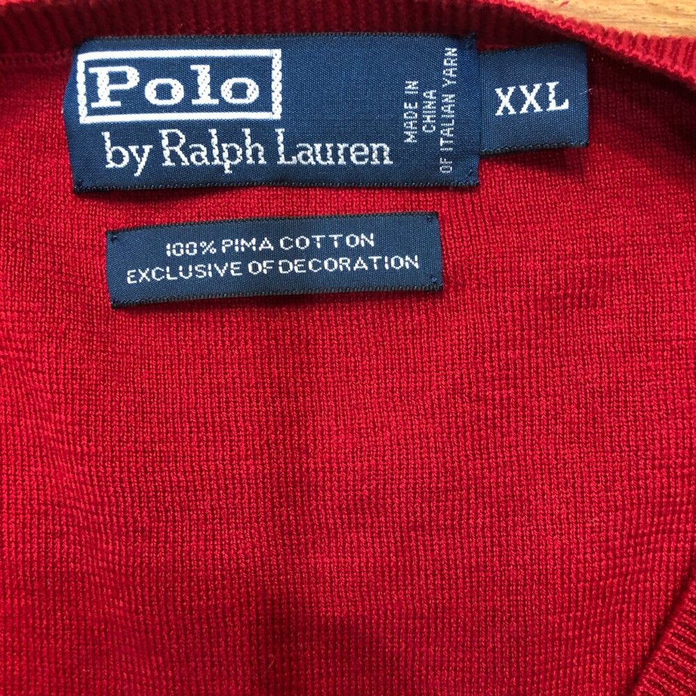 Polo Ralph Lauren 100% Pima Cotton V-Neck Red Knit Vest Size XXL - Picture 6 of 7